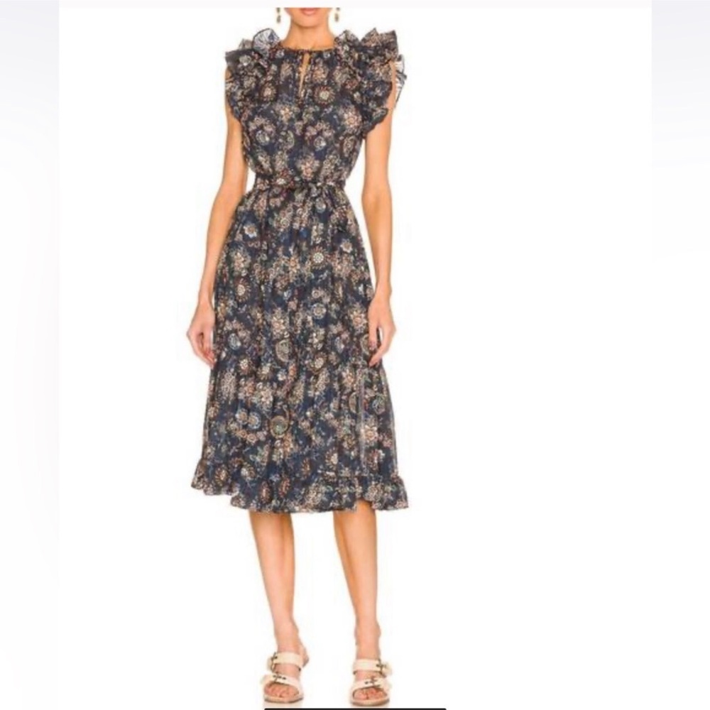 ULLA JOHNSON Virginia Midi Dress in Twilight Sz 6 - Picture 2 of 6